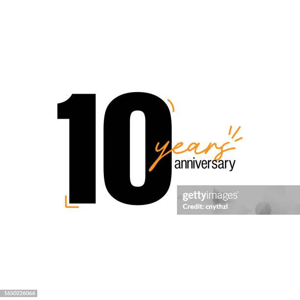 10 years anniversary vector template design illustration for greeting card, poster, brochure, web banner etc. - 10 year anniversary stock illustrations