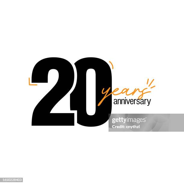 20 years anniversary vector template design illustration for greeting card, poster, brochure, web banner etc. - 20th anniversary celebration stock illustrations