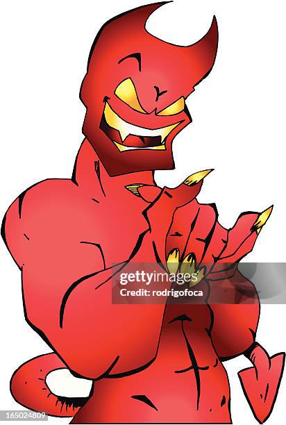 red devil evil demon vector - six pack die stock illustrations