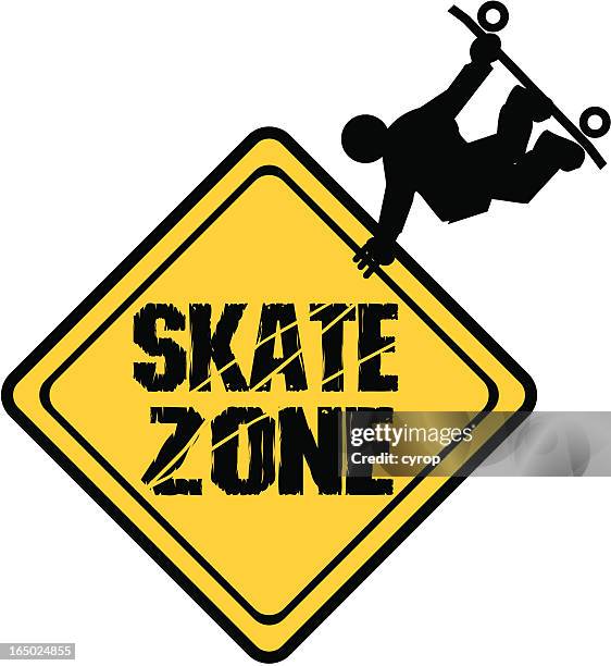 skate zone sign - recreation area stock illustrations