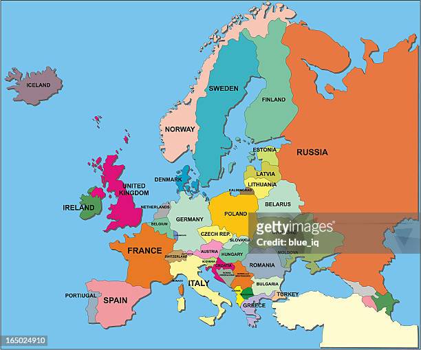 politische karte von europa im vektor-format - polen stock-grafiken, -clipart, -cartoons und -symbole
