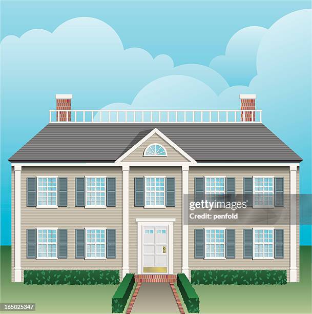 stockillustraties, clipart, cartoons en iconen met house - colonial home