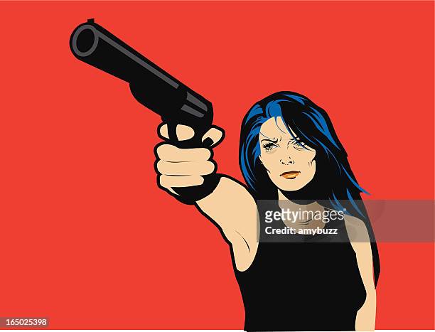 woman with gun - woman with gun stock illustrations