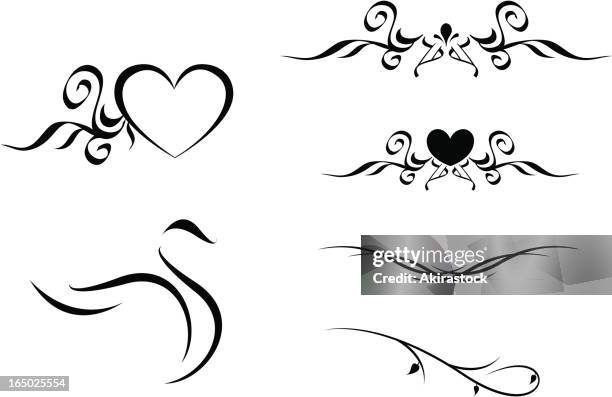 artistic elements - swans heart stock illustrations