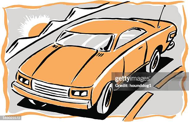 generic car - highway sunset stock illustrations