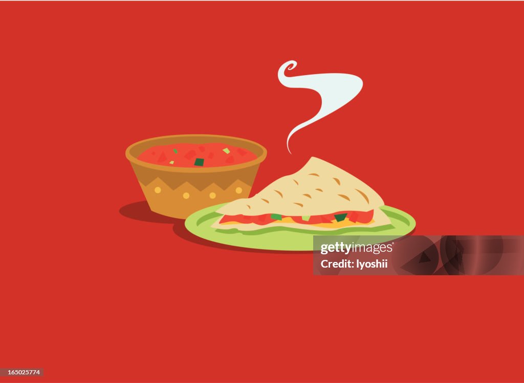 Mexican Food: Salsa and Quesadilla