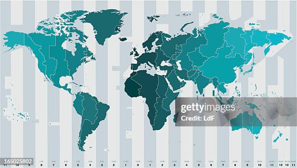 illustrazioni stock, clip art, cartoni animati e icone di tendenza di time zone vettore - fusi orari