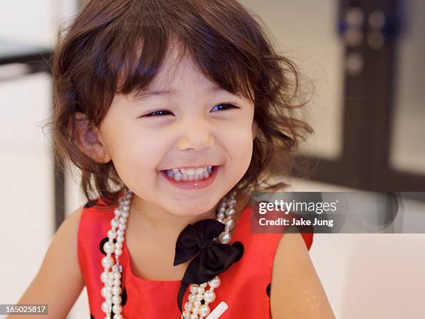 toddler girl in formal clothes smiling - 3 years brunette female alone caucasian stock pictures, royalty-free photos & images