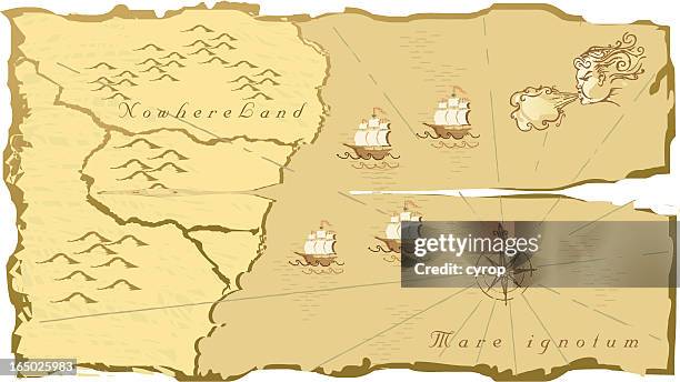 illustrazioni stock, clip art, cartoni animati e icone di tendenza di tipo di mappa vecchia illustrazione vettoriale - planisfero antico