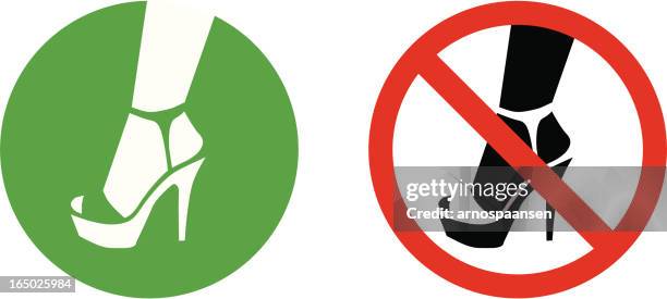 highheels (not) allowed - dancer feet stock illustrations