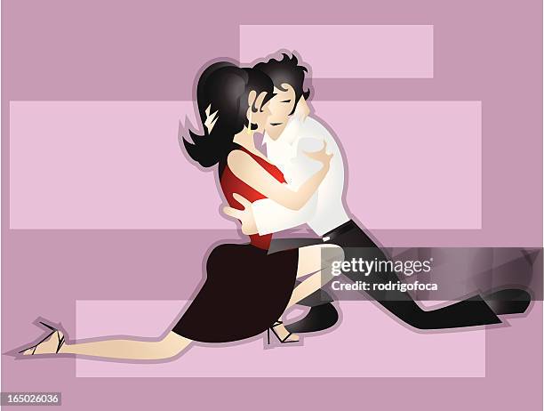 couple dancing tango dancers vector - tango stock illustrations