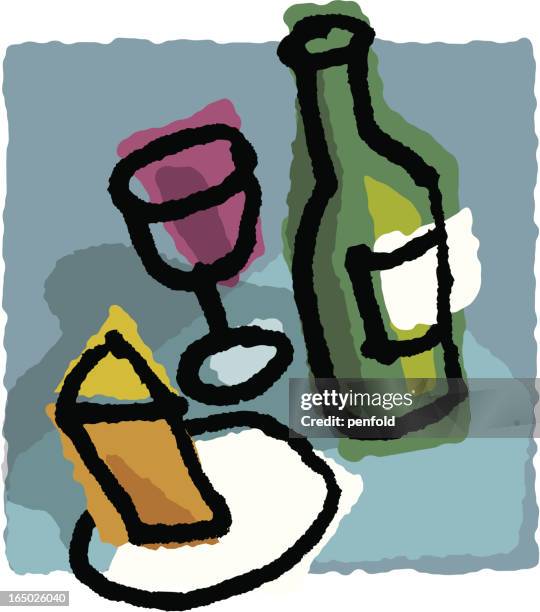 wine sketch - fancy restaurant table stock illustrations