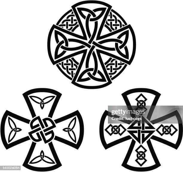 celtic crosses - celtic cross stock illustrations