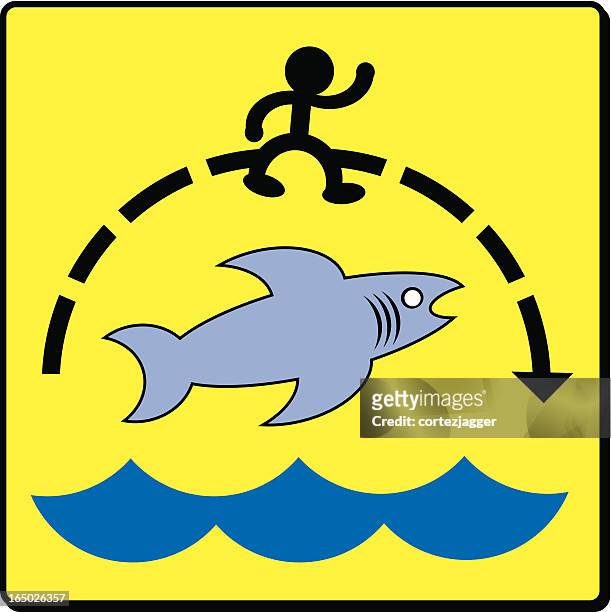 "jump the shark" sign - mako stock illustrations