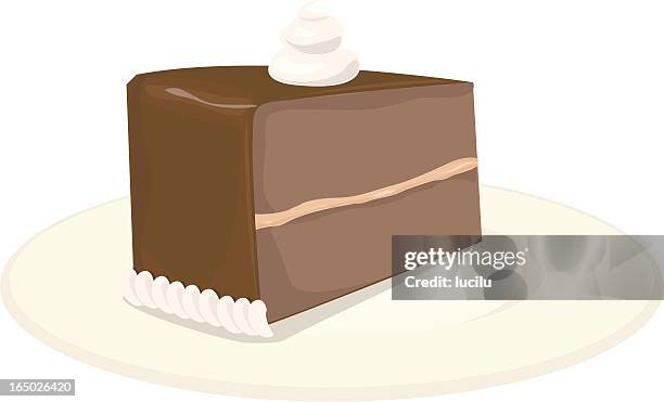 chocolate cake slice - chocolate cake slice stock illustrations