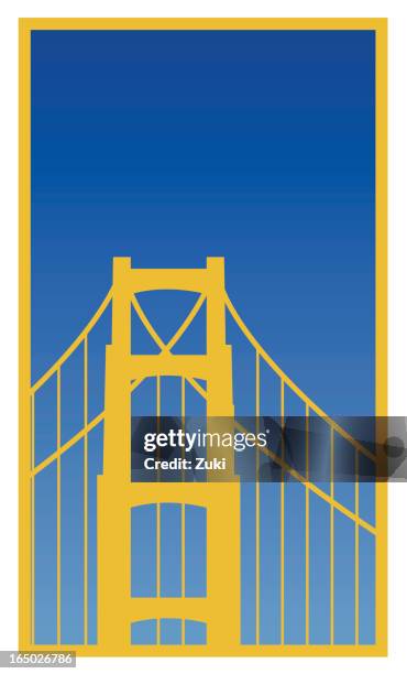 illustrazioni stock, clip art, cartoni animati e icone di tendenza di golden gate bridge - golden gate