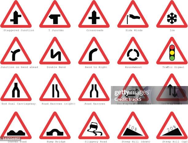 uk der beschilderung: basic kreuzungen - verkehrsschild stock-grafiken, -clipart, -cartoons und -symbole