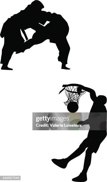 martial arts and basketball - woman judo stock illustrations