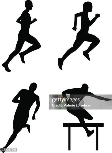 laufen und hindernislauf - langstreckenlauf stock-grafiken, -clipart, -cartoons und -symbole