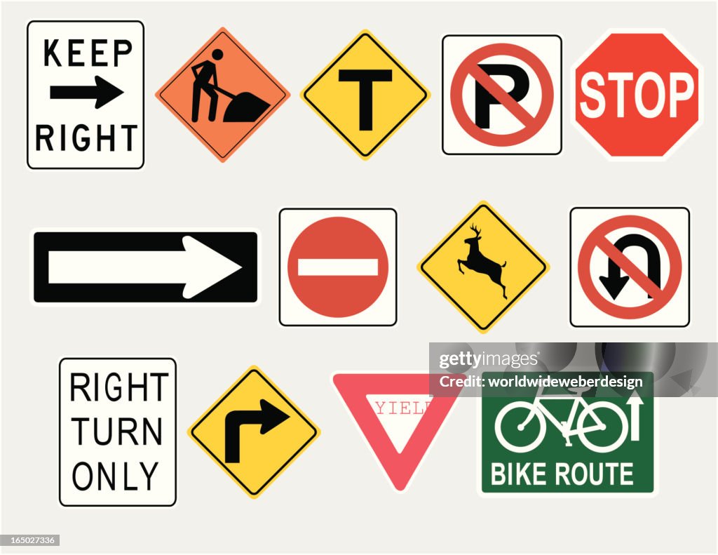 Common road and traffic signs (vector)