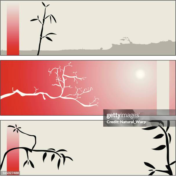 zen panel - bonsai tree stock illustrations