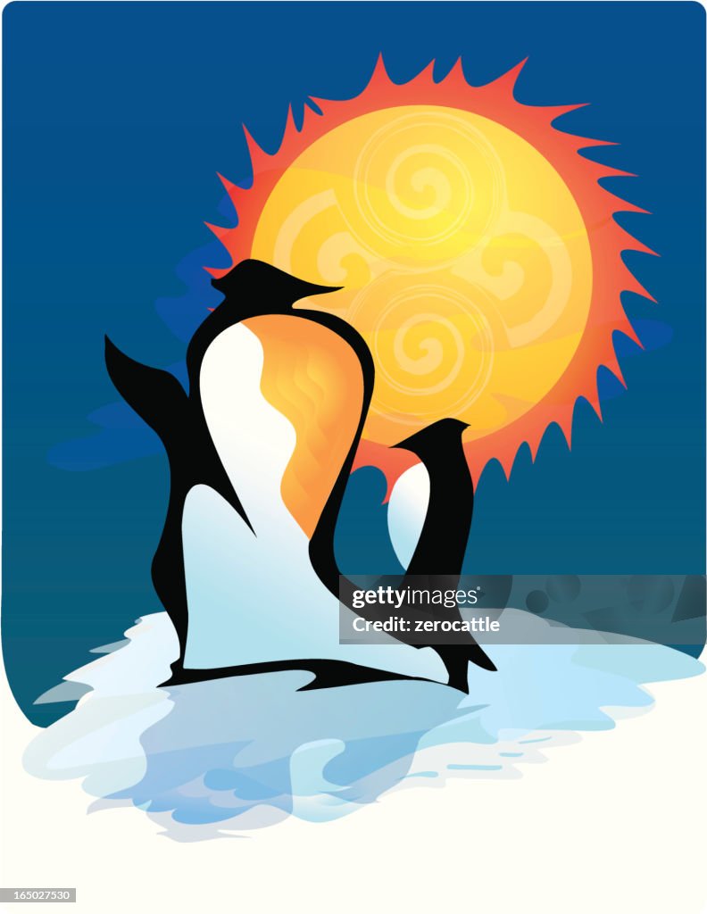 Penguins at Sunset