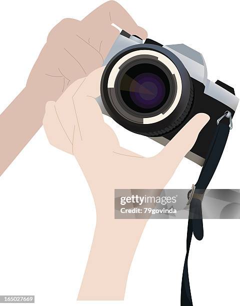 ready...smile! - setting up camera stock illustrations