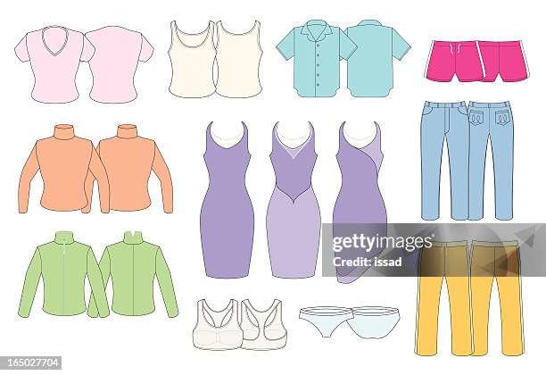 bildbanksillustrationer, clip art samt tecknat material och ikoner med women's clothing template - vector - polokrage