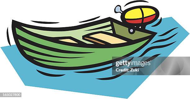 boot auf dem wasser - motorboot see stock-grafiken, -clipart, -cartoons und -symbole