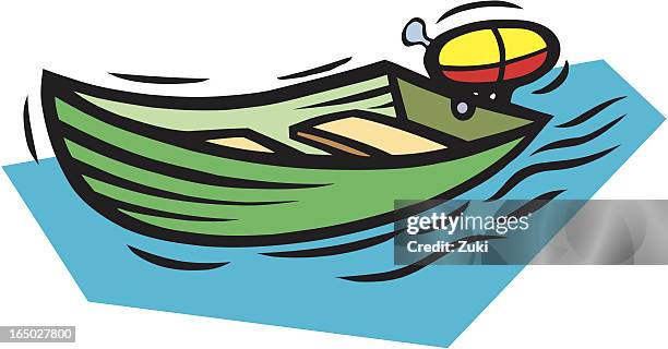 boat on water - boat wake stock illustrations