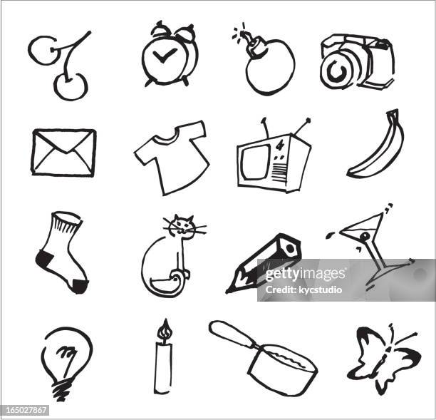 fun house assorted icons - cat clock stock illustrations