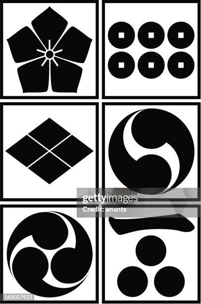 vector - japanese traditional pattern set - japanese-family-crests stock illustrations