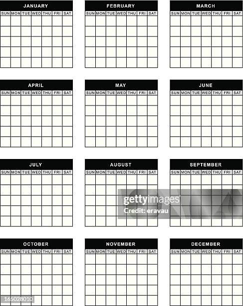 Show 12 Month Calendar 1,256 12 Month Calendar Vector High Res Illustrations - Getty Images