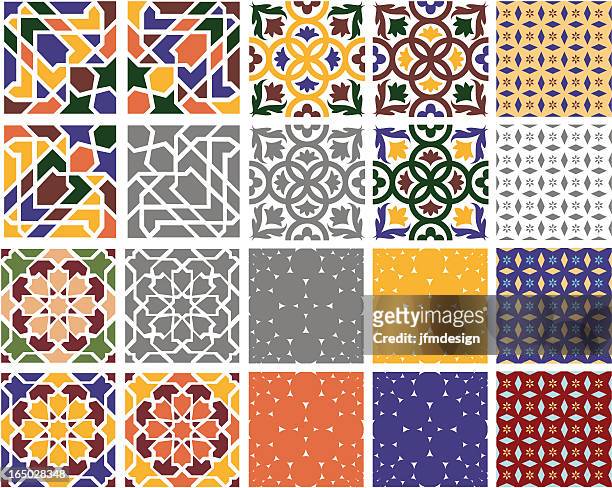 decorative tiles (vector) - spain stock illustrations