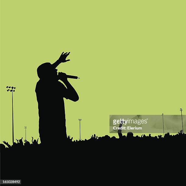 rock concert silhouette #01 - rapper stock illustrations