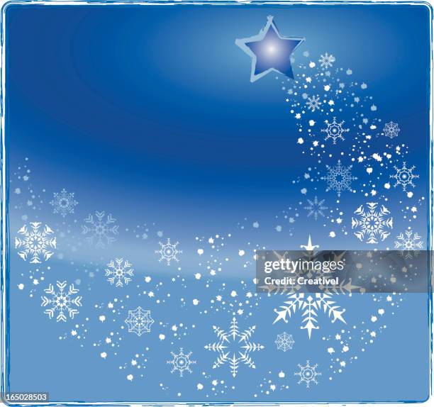 christmas sky - star and snow vector illustration - christmas star sky stock illustrations