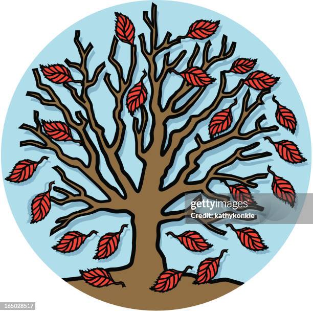 autumn tree icon - beech tree stock illustrations