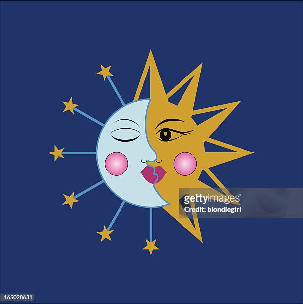 sol y luna - night & day vector illustration - paganism 幅插畫檔、美工圖案、卡通及圖標