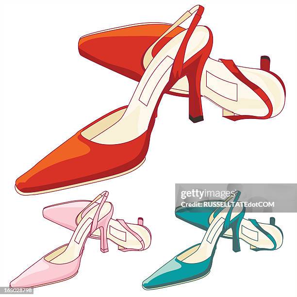 illustrazioni stock, clip art, cartoni animati e icone di tendenza di scarpe rossa - tacchi a spillo