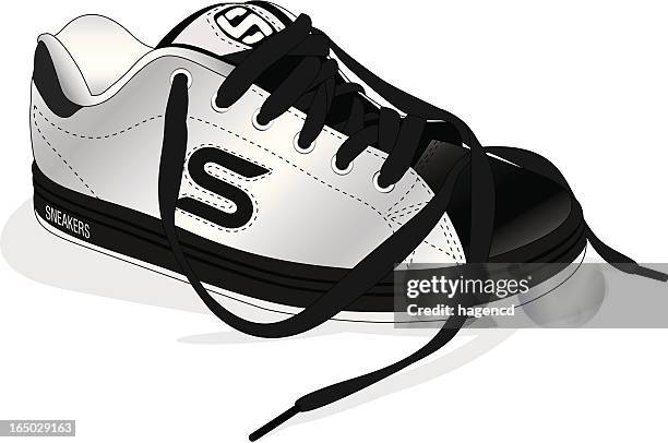 black and white shoe - vector - suede shoe stock illustrations