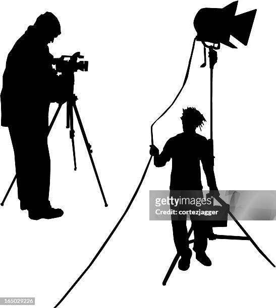 männer filmen silhouetten (vektor-illustrationen - schauspielern stock-grafiken, -clipart, -cartoons und -symbole