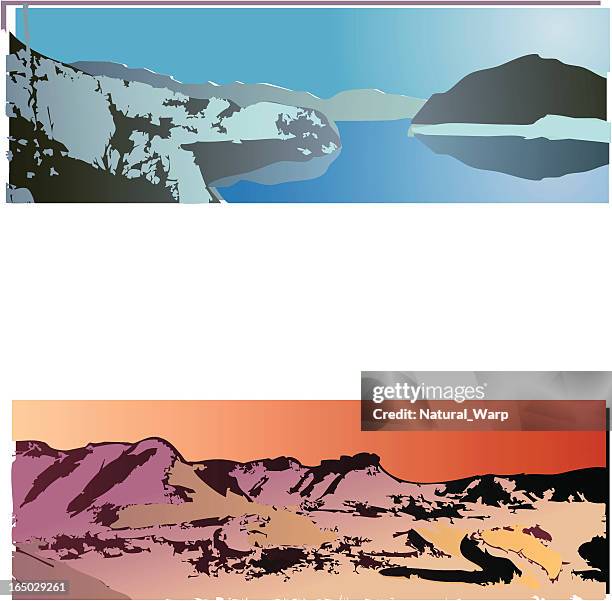landscape collection 03 - desert sunset stock illustrations