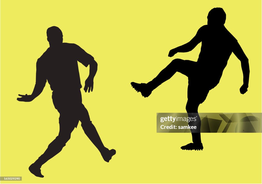 Soccer player kick , Vector Silhouette