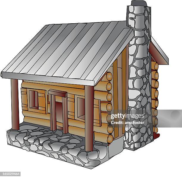 cartoon cabin - vector - mountain home arkansas stock illustrations
