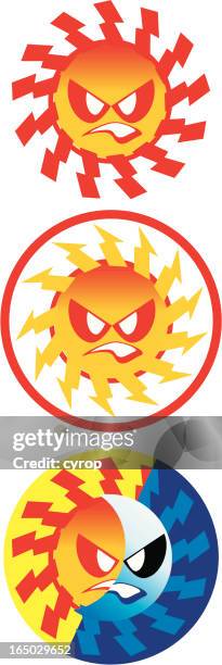 angry sun vector eps and cdr included - sunburn stock illustrations