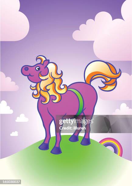 pink pony - golden hoof stock illustrations