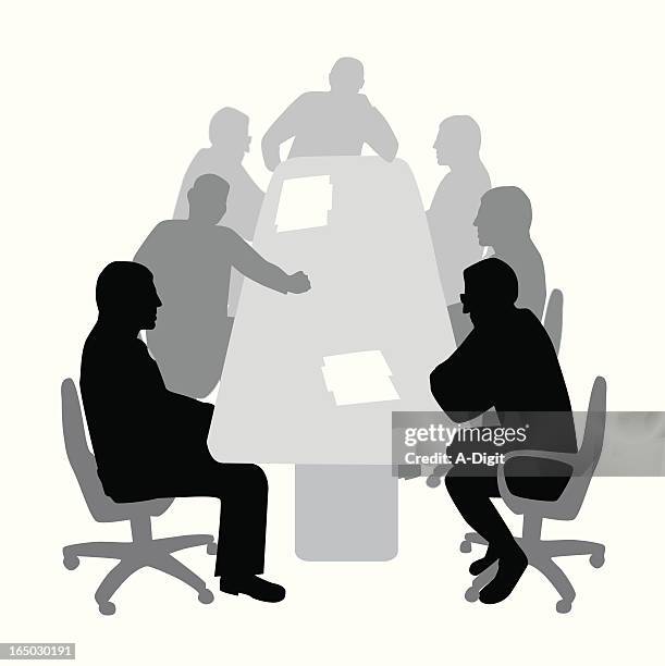 boardroom table vector silhouette - office table white background stock illustrations