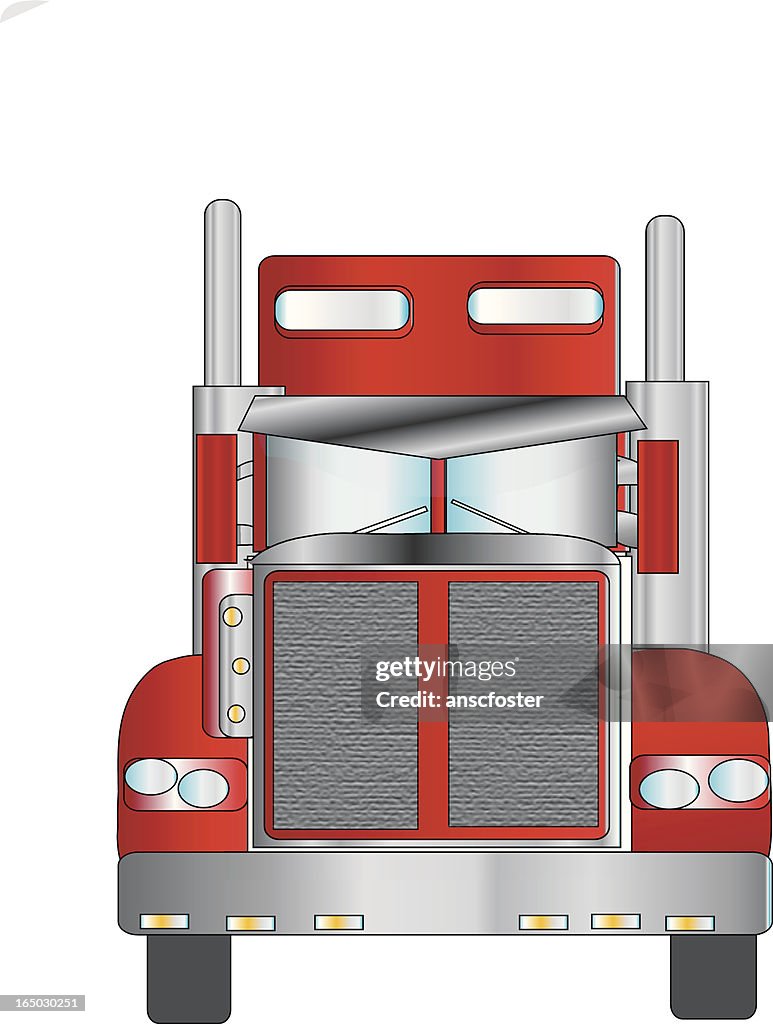 Big rig front view - vector