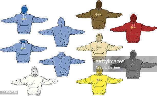 bildbanksillustrationer, clip art samt tecknat material och ikoner med the perfect hoodie (sweatshirt) - korta ärmar