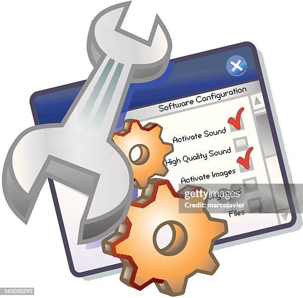 art - configuration panel, icon set - email window stock illustrations